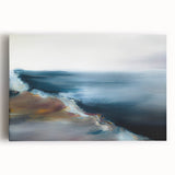 Vibrant abstract landscape wall art on stretched canvas, showcasing bold colors and fluid shapes, perfect for modern home decor.