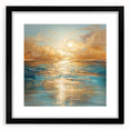 Framed abstract landscape wall art design showcasing vibrant colors and serene patterns, presented in a sleek black frame with a mat.