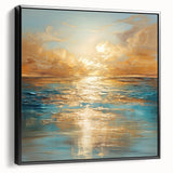 Framed abstract landscape wall art in a sleek black frame, showcasing vibrant colors and dynamic shapes, ideal for modern decor.