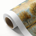 Vibrant abstract landscape wall art on rolled canvas, showcasing rich colors and dynamic brush strokes, ideal for modern home decor.