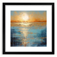 Framed abstract landscape wall art in a sleek black frame with matting, showcasing vibrant colors and fluid shapes for modern decor.