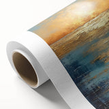 Abstract landscape wall art on rolled canvas, showcasing vibrant colors and fluid shapes, perfect for modern decor in living spaces.