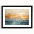 Abstract landscape wall art featuring rich blue and green hues framed in black, adding a modern touch to any decor. Ideal for contemporary interiors.