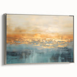 Framed abstract landscape wall art with silver accents, showcasing vibrant colors and textured details, perfect for modern home decor.
