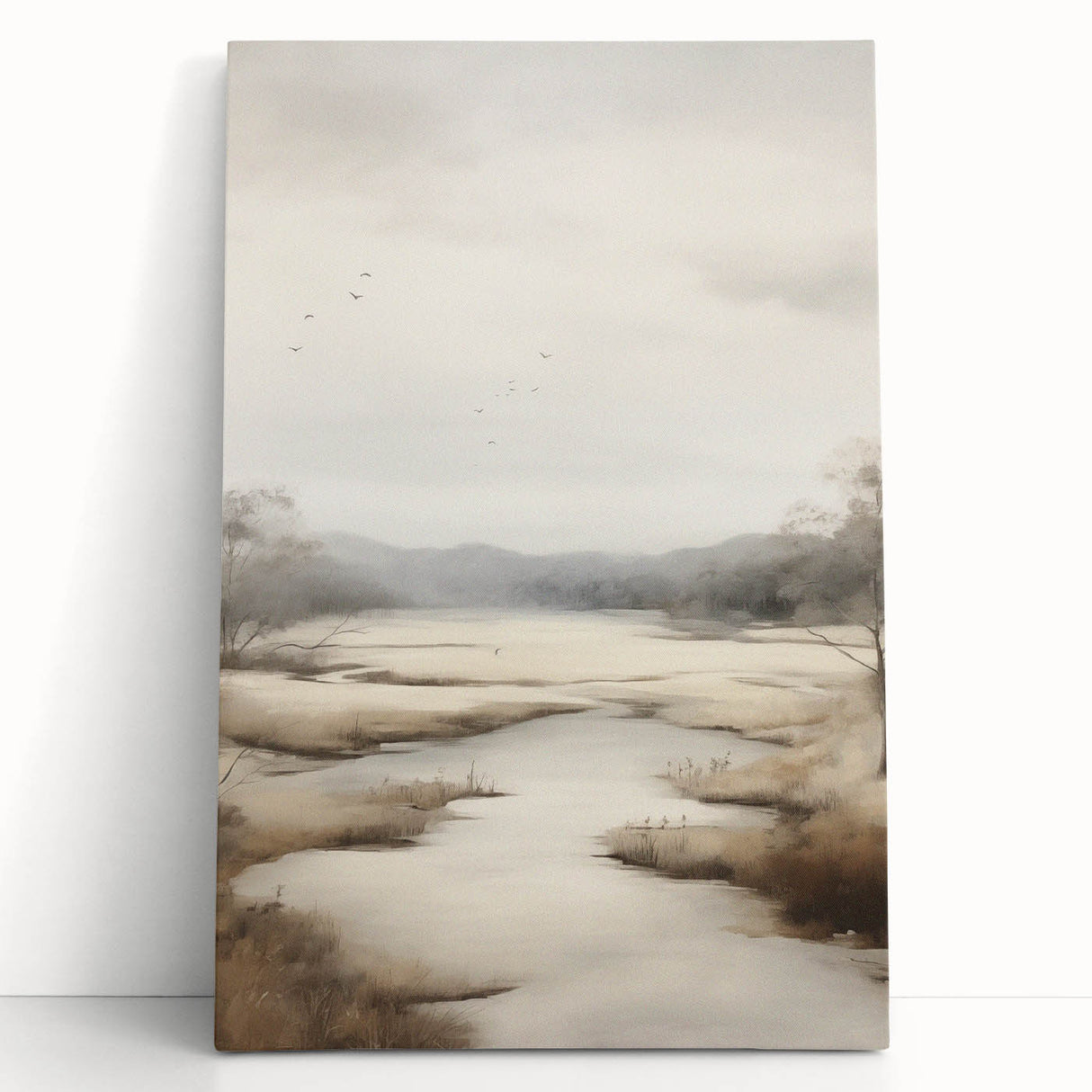 Vibrant abstract landscape wall art collection featuring colorful, stretched canvas designs with fluid shapes and serene hues, ideal for modern decor.