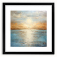 Framed abstract landscape wall art design showcasing vibrant colors and fluid patterns, elegantly presented with a black mat for added depth.