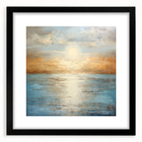 Framed abstract landscape wall art design showcasing vibrant colors and fluid patterns, elegantly presented with a black mat for added depth.