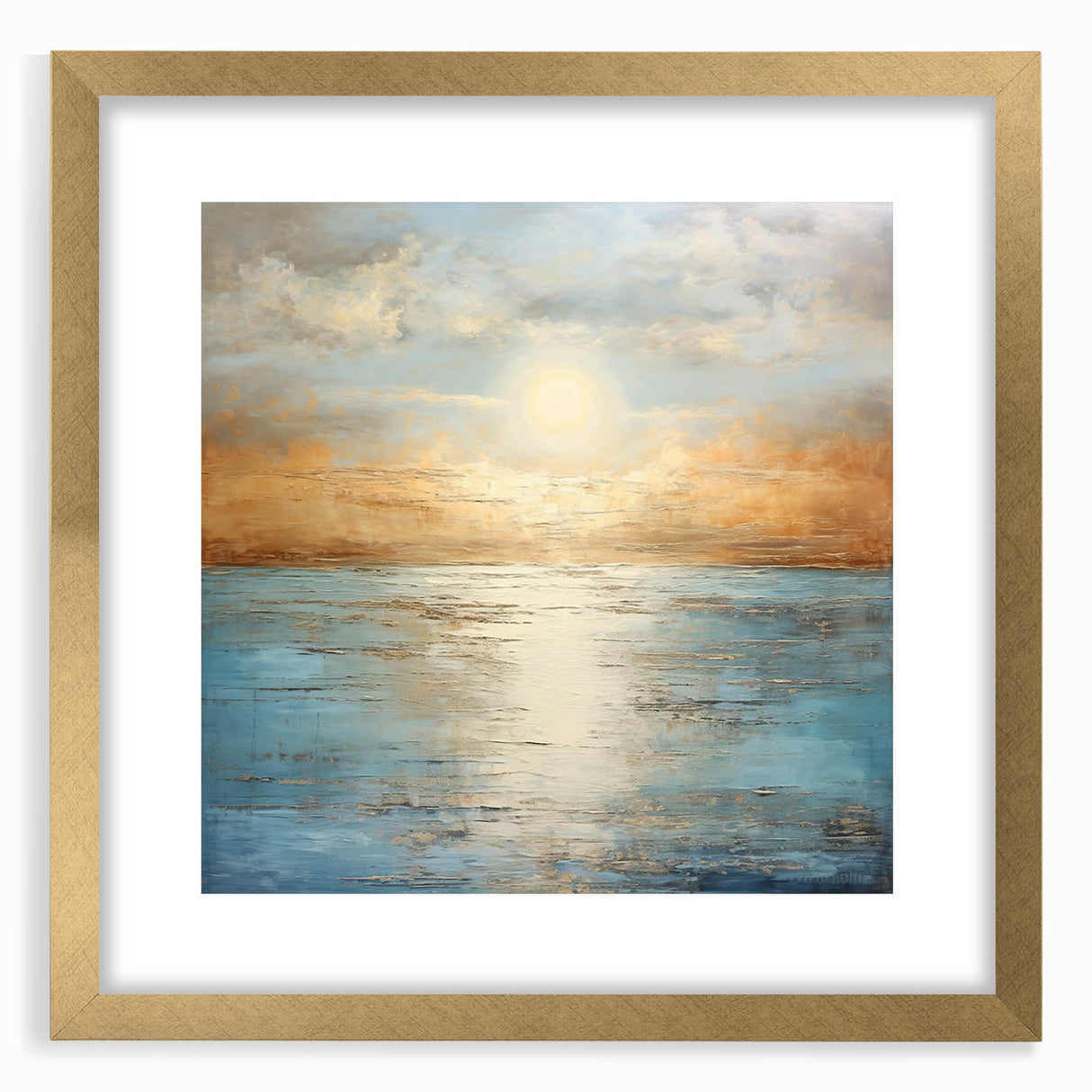 Framed abstract landscape wall art in gold, showcasing vibrant colors and intricate designs, perfect for modern home decor.