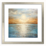 Framed abstract landscape wall art in a silver mat and frame, showcasing vibrant colors and dynamic shapes, perfect for modern decor.