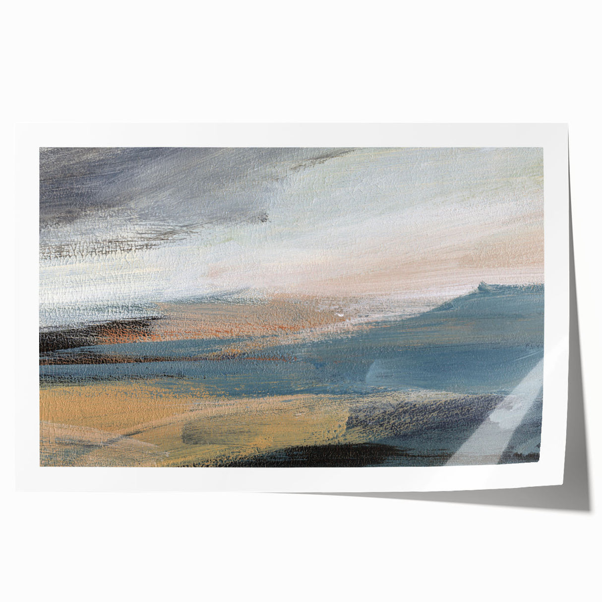 Abstract landscape wall art print showcasing vibrant colors and fluid shapes, perfect for modern decor or artistic interiors.