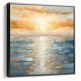 Framed abstract landscape wall art in a black frame, showcasing vibrant colors and dynamic patterns, perfect for modern home decor.