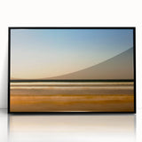 Framed abstract landscape wall art in a sleek black frame, showcasing vibrant colors and dynamic shapes, perfect for modern decor.