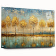 Abstract landscape wall art collection displayed in acrylic glass, showcasing vibrant colors and modern design elements, ideal for contemporary decor.