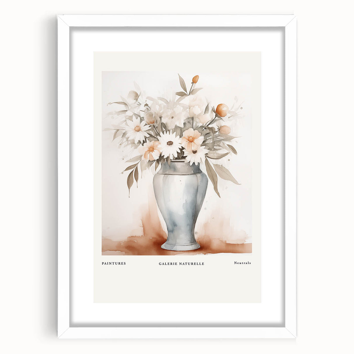 Abstract minimalist wall art design framed with a white mat, showcasing soft pastel colors and geometric shapes, perfect for modern decor.