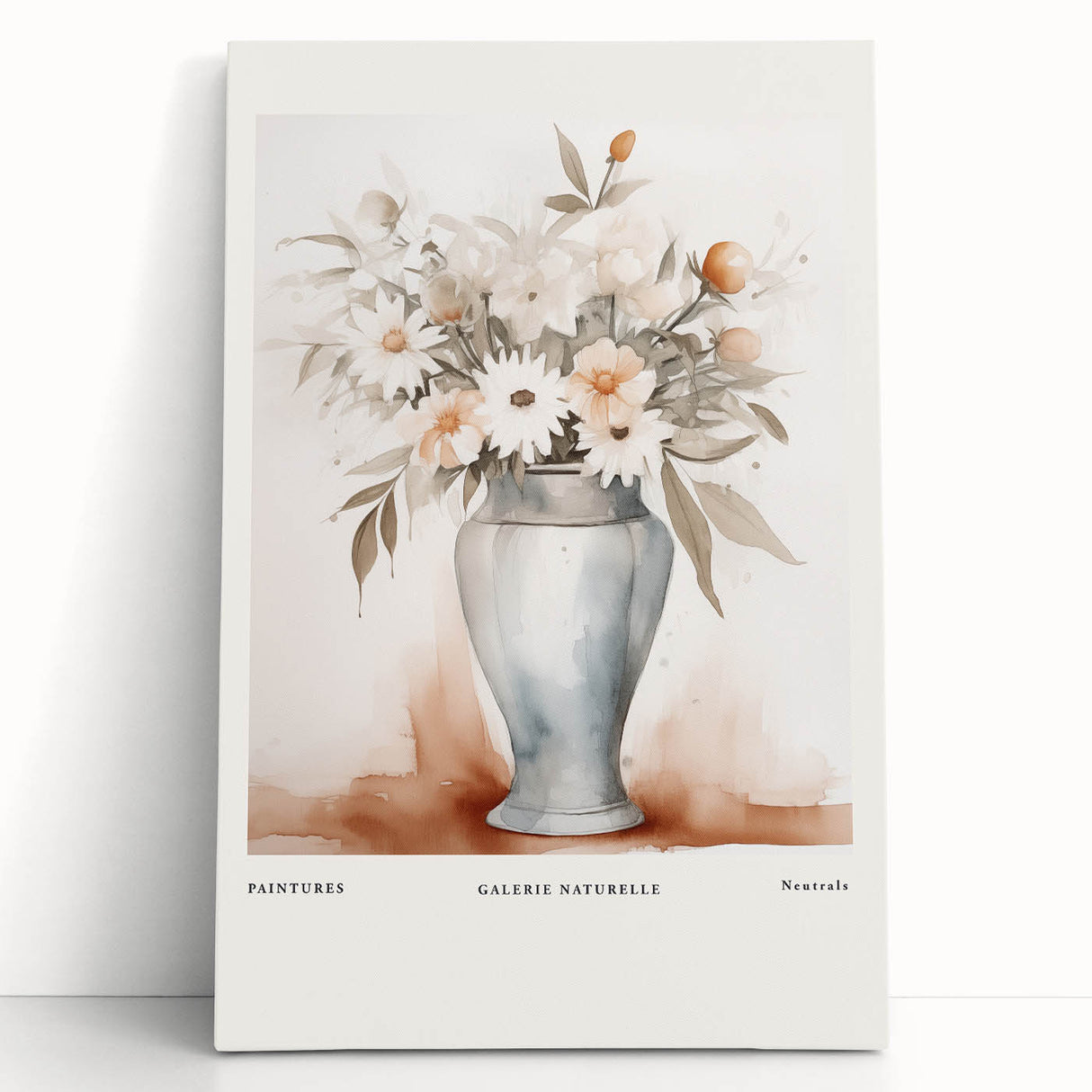 Abstract minimalist wall art design on stretched canvas featuring soft pastel colors and geometric shapes, ideal for modern home decor.