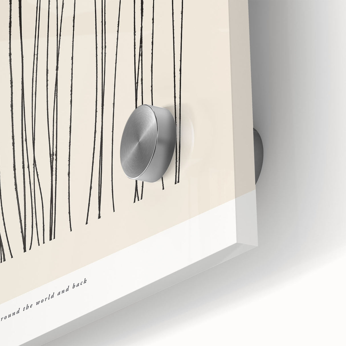 Close-up of an abstract minimalist wall art piece showcasing vibrant colors and geometric shapes, printed on acrylic glass for a modern decor style.