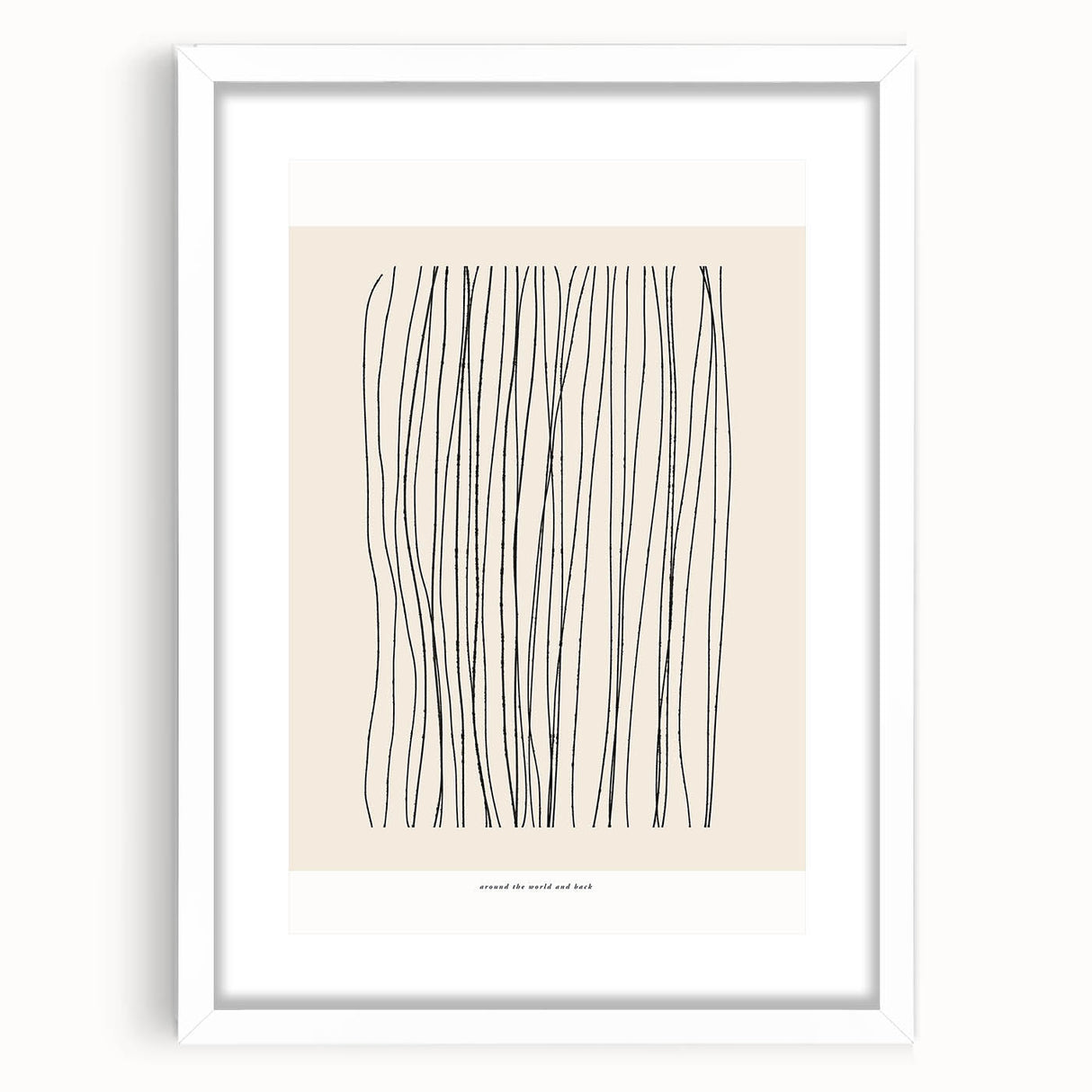 Abstract minimalist wall art collection displayed in a white frame with matting, featuring soft pastel colors and geometric shapes, ideal for modern decor.