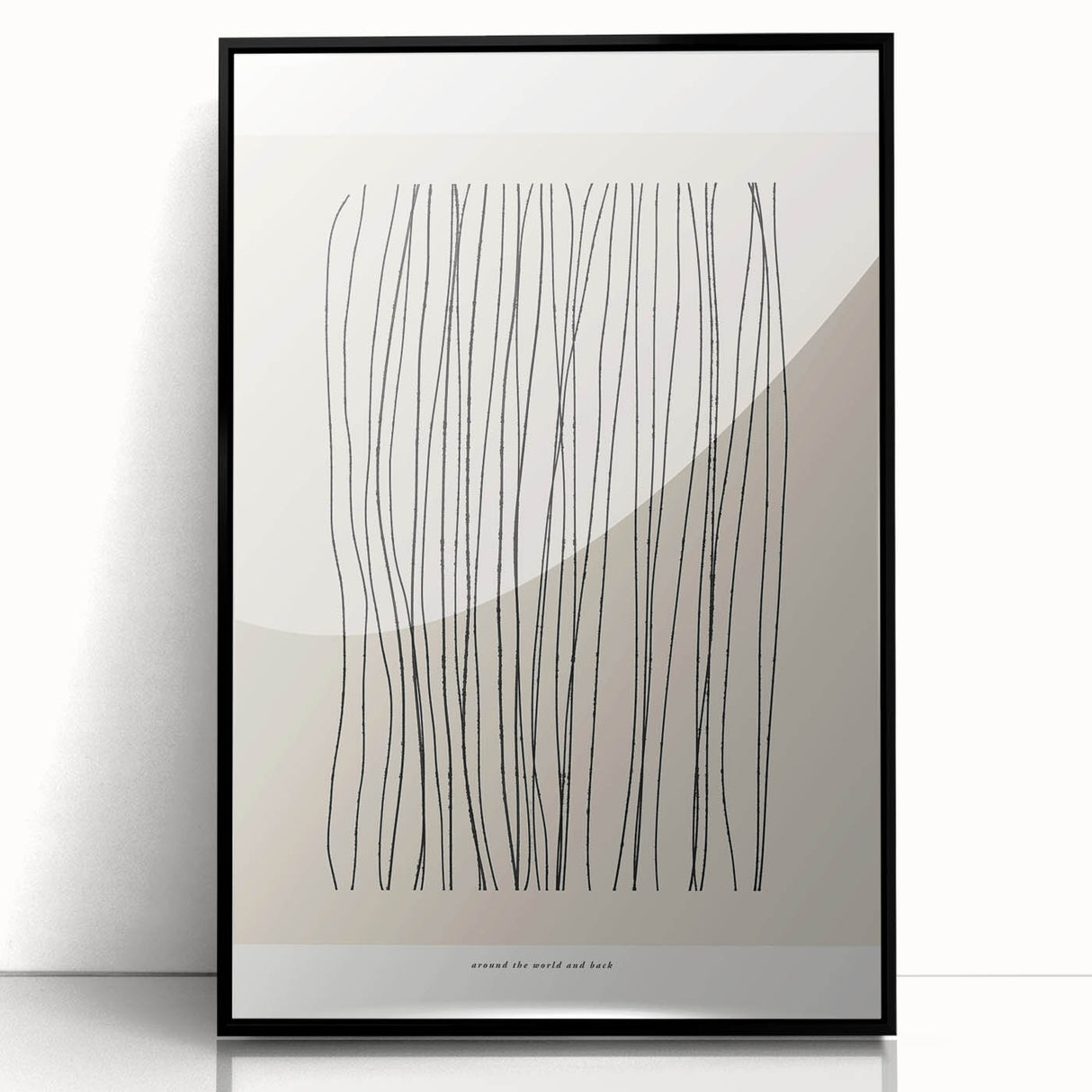 Framed abstract minimalist wall art collection showcasing geometric shapes in black and white, presenting a modern decor style for any space.