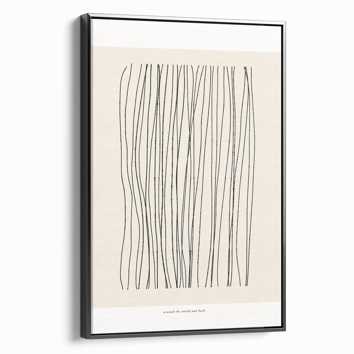 Framed abstract minimalist wall art design showcasing a sleek black canvas with a modern aesthetic, perfect for contemporary decor.