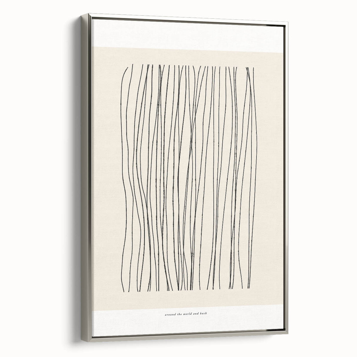Framed abstract minimalist wall art design showcasing a silver color palette and sleek lines, perfect for modern home decor.