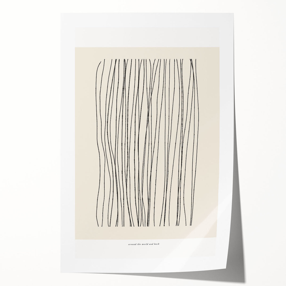 Abstract minimalist wall art print featuring soft pastel colors and geometric shapes, rolled and packaged in a protective cardboard tube for easy display.