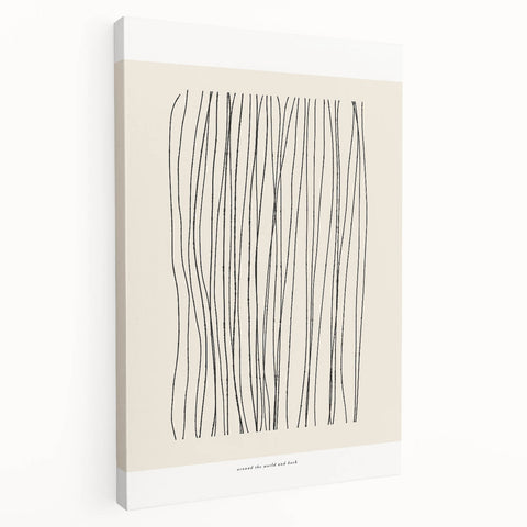 Abstract minimalist wall art collection displayed on stretched canvas, showcasing soft pastel colors and geometric shapes, ideal for modern decor.