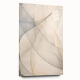 Abstract minimalist wall art collection displayed in an acrylic glass frame, showcasing a side view with decorative pins emphasizing a sleek design ideal for modern interiors.