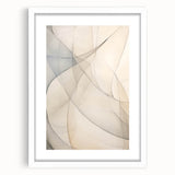 Abstract minimalist wall art collection framed with a white mat, showcasing geometric shapes and soft colors, perfect for modern home decor aesthetics.