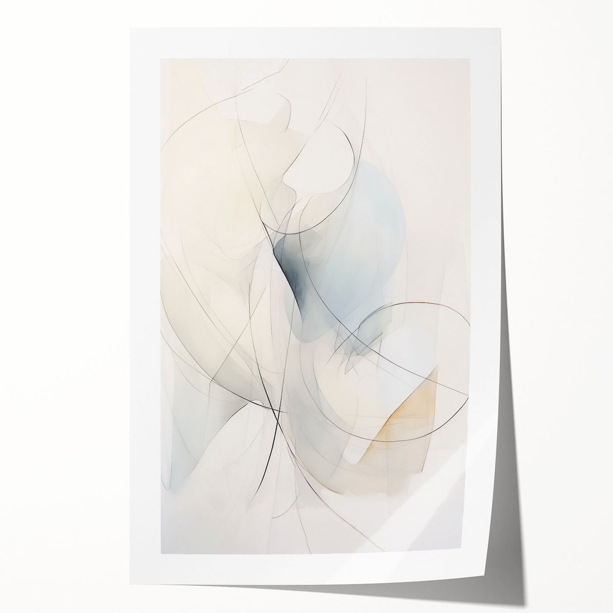 Abstract minimalist wall art design featuring soft pastel colors and geometric shapes, printed on high-quality canvas, ideal for modern home decor.