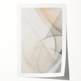 Abstract minimalist wall art print showcasing soft pastel colors and geometric shapes, rolled for easy shipping in a protective cardboard tube, perfect for modern decor.