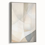 Framed canvas wall art showcasing an abstract minimalist design with silver accents, set against a neutral background, perfect for modern decor.