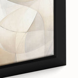 Close-up of an abstract minimalist framed wall art piece showcasing a vibrant color palette of blues and greens, emphasizing fluid shapes and modern design elements, perfect for contemporary home decor.