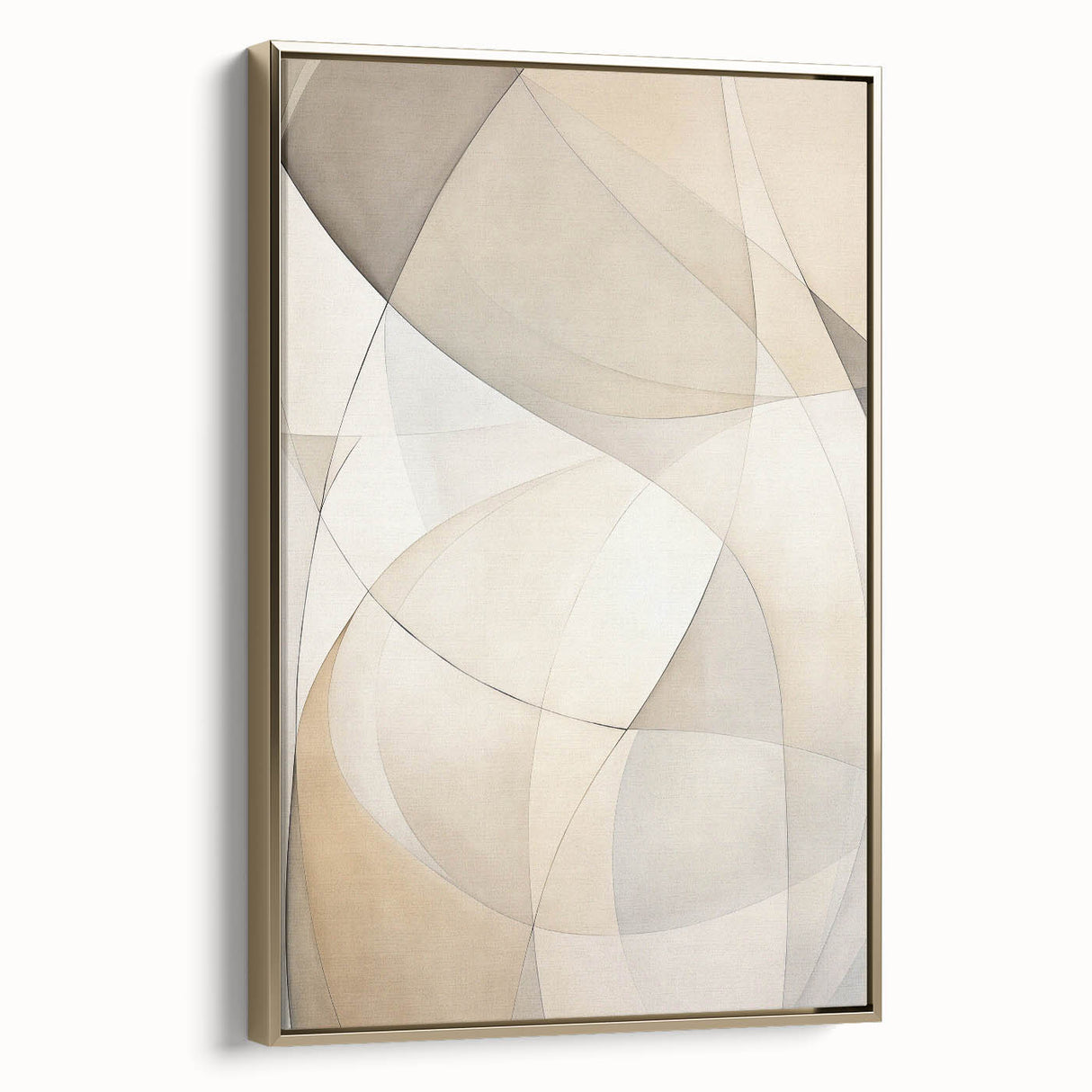 Framed abstract minimalist wall art collection showcasing elegant gold accents and a sleek design, ideal for modern home decor or gallery displays.