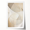 Abstract minimalist design wall art print featuring soft pastel colors and geometric shapes, elegantly rolled for easy display and storage in a protective tube. Ideal for modern home decor.