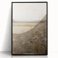 Framed wall art piece showcasing an abstract minimalist design in black and white, featuring clean lines and geometric shapes, perfect for modern decor.