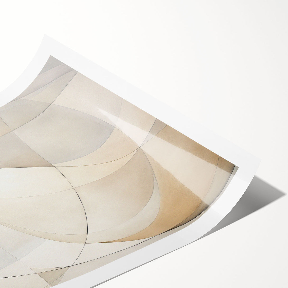 Abstract minimalist wall art print showcasing soft pastel colors and geometric shapes, ideal for modern home decor, rolled and ready for framing.