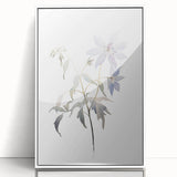 Framed wall art featuring an abstract minimalist design with soft pastel colors, perfect for modern decor, showcasing a sleek white frame from the front view.