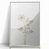Abstract minimalist wall art featuring a framed acrylic design in white, showcasing geometric shapes and soft colors, perfect for modern home decor.