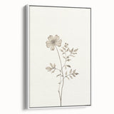Framed canvas wall art showcasing an abstract minimalist design in a sleek white frame, highlighting geometric shapes and soft color tones for modern decor.