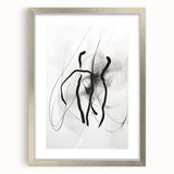 Abstract minimalist wall art design featuring a silver frame and mat, showcasing geometric patterns in neutral tones, perfect for modern home decor.