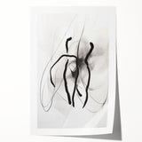 Abstract minimalist wall art print featuring geometric shapes in soft pastel colors, elegantly rolled and ready for display, ideal for modern home decor.