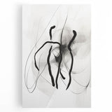 Stretched canvas artwork showcasing an abstract minimalist design in soft pastel colors, perfect for modern home décor, displayed in a bright, airy setting.