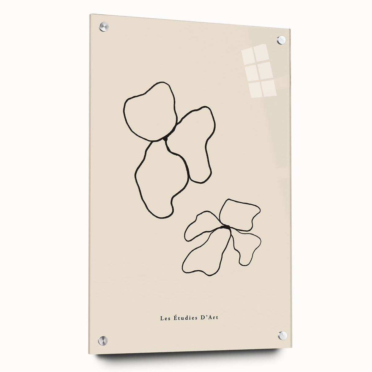 Abstract minimalist wall art collection displayed in a side view, showcasing acrylic glass finish and stylish pin mounting, perfect for modern decor.