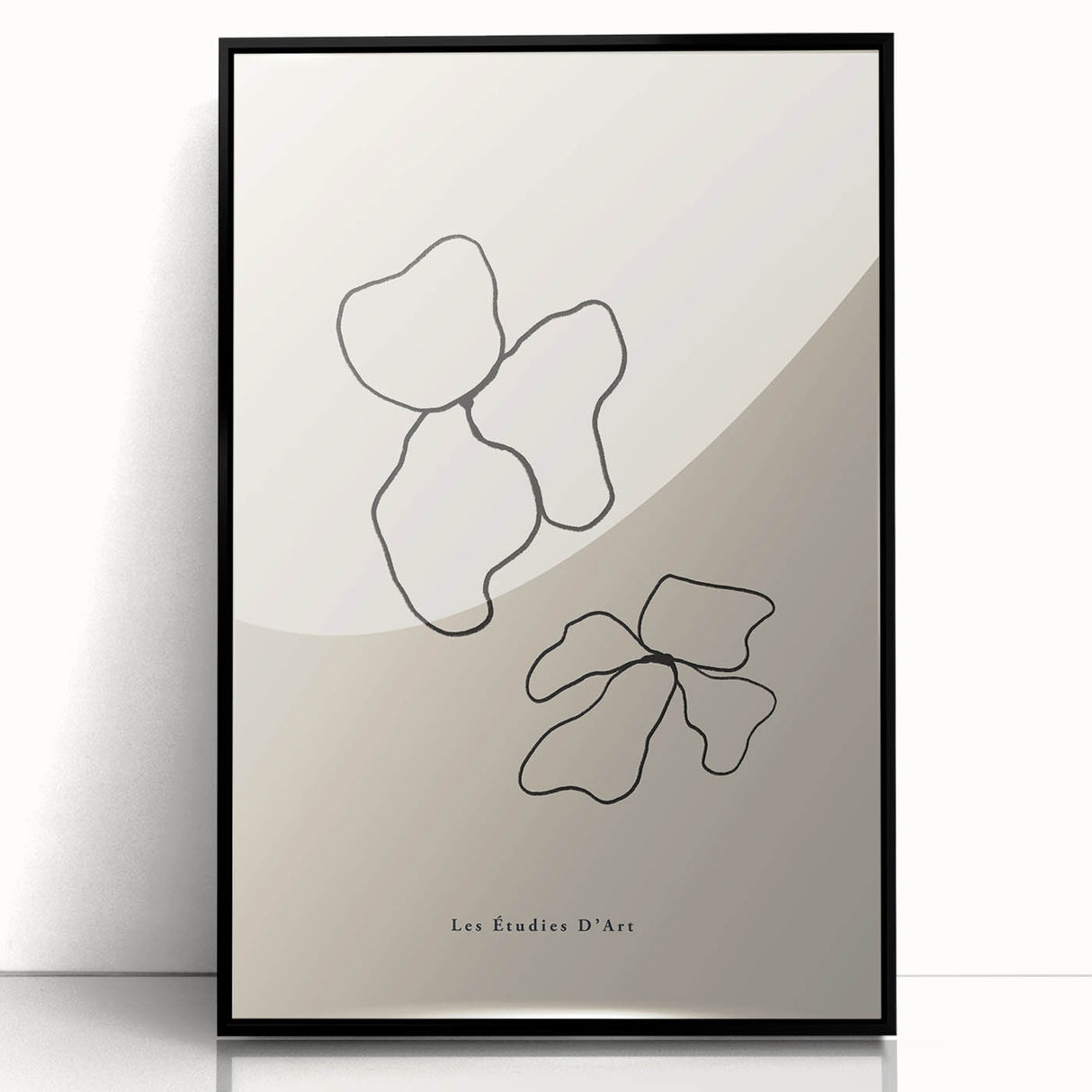 Framed abstract minimalist wall art collection showcasing a sleek black design with elegant lines, perfect for modern interior decor.