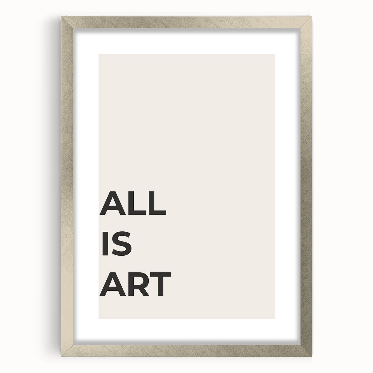 Abstract minimalist wall art design featuring a silver frame and mat, showcasing a clean, modern aesthetic perfect for contemporary home decor.
