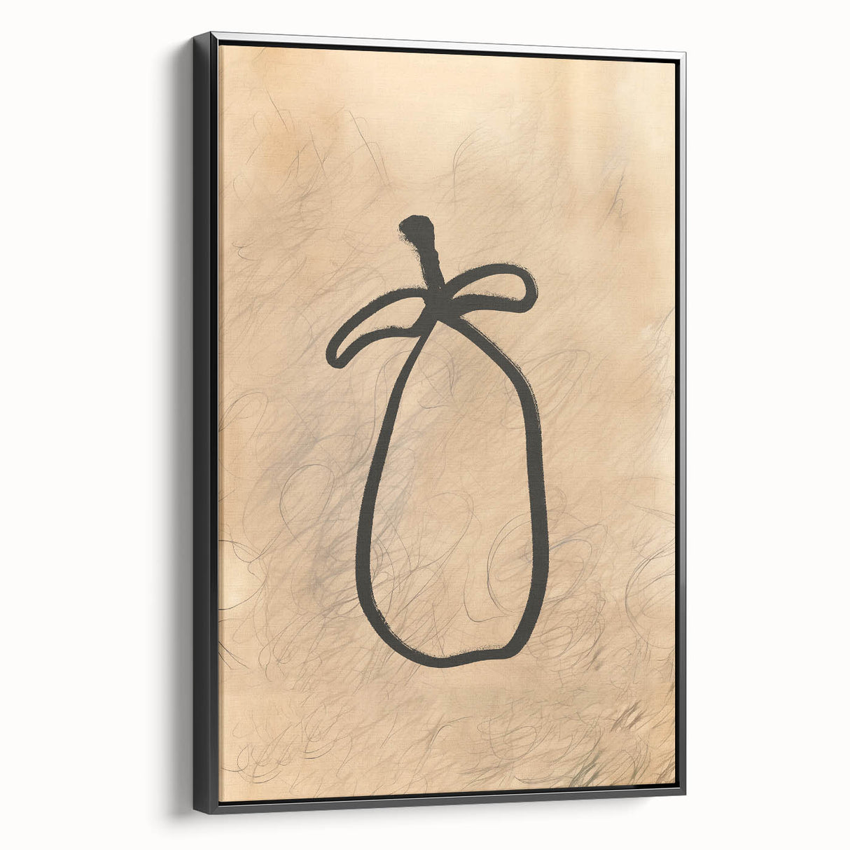 Framed minimalist wall art design featuring abstract patterns in muted tones, displayed from a black side view, perfect for modern home decor.