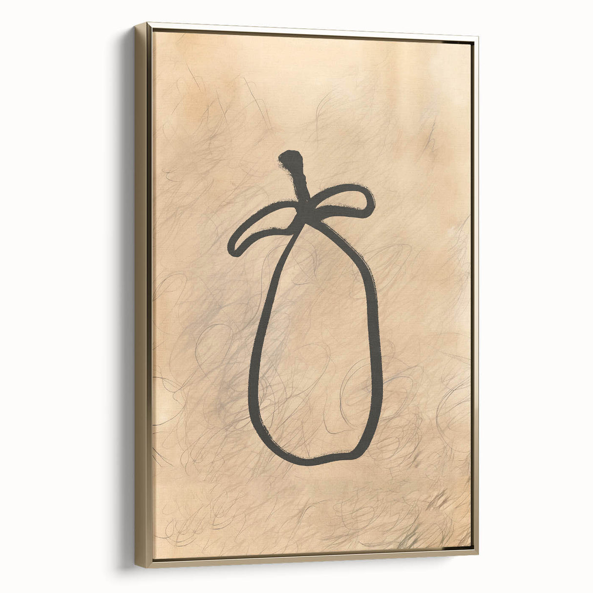 Framed canvas wall art featuring an abstract minimalist design with gold accents, showcasing a side view of the artwork against a neutral background. Perfect for modern home decor.