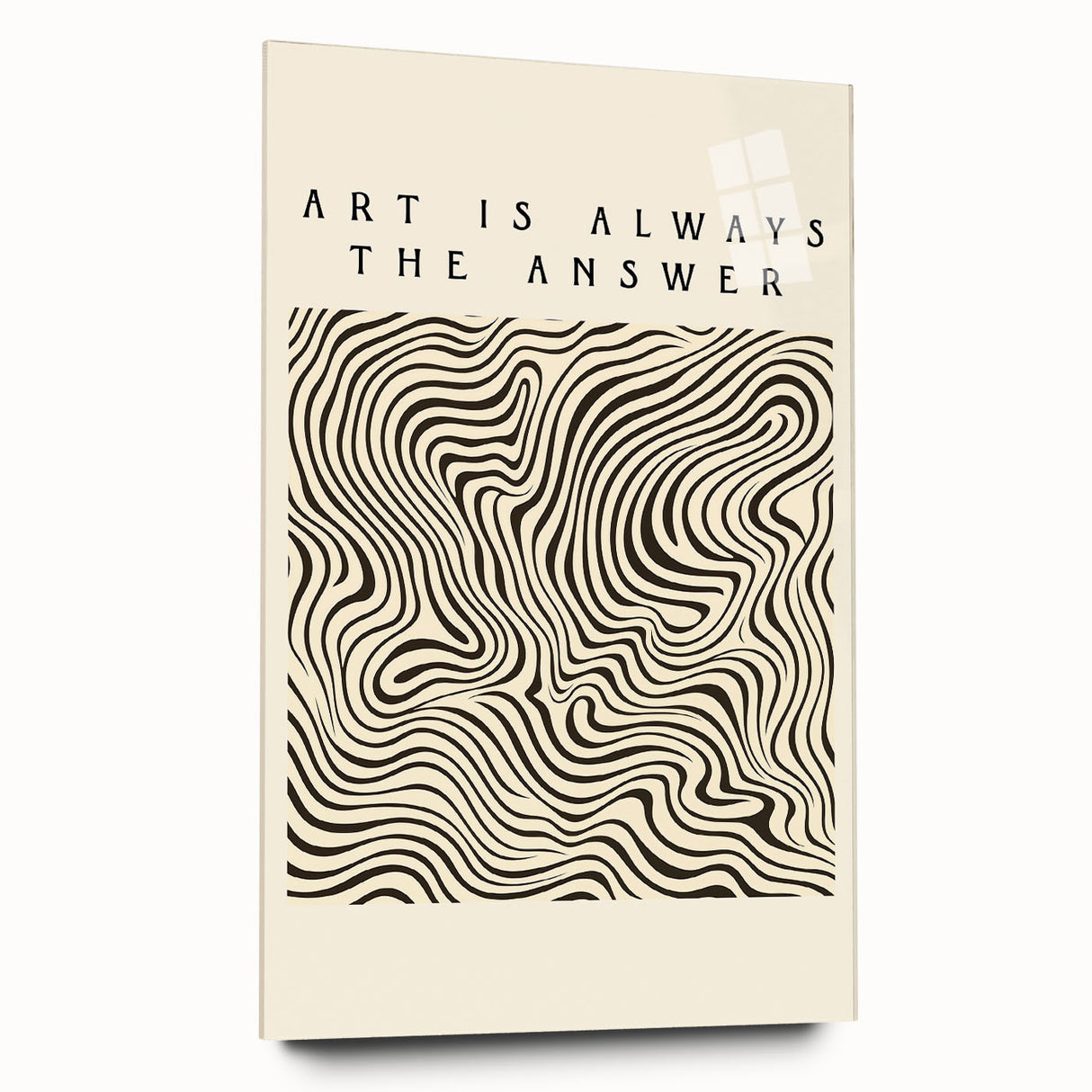 Abstract minimalist wall art collection featuring a side view of an acrylic glass display. The design showcases geometric shapes in soft pastel colors, enhancing modern decor aesthetics. Ideal for contemporary art lovers seeking unique home or office decoration.