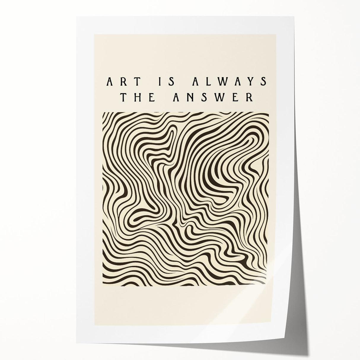 Abstract minimalist wall art print showcasing a blend of soft pastel colors and geometric shapes, rolled and secured in a protective cardboard tube for shipping.