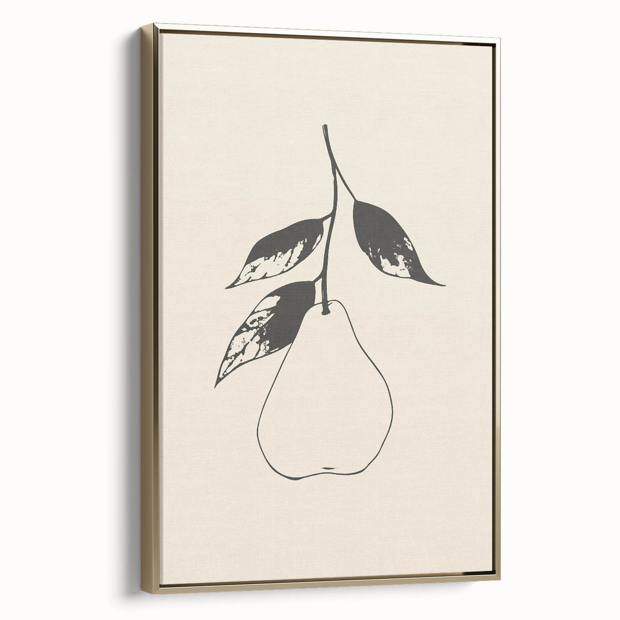 Framed abstract minimalist wall art in gold tones, showcasing a sleek design with elegant lines, perfect for modern home decor.